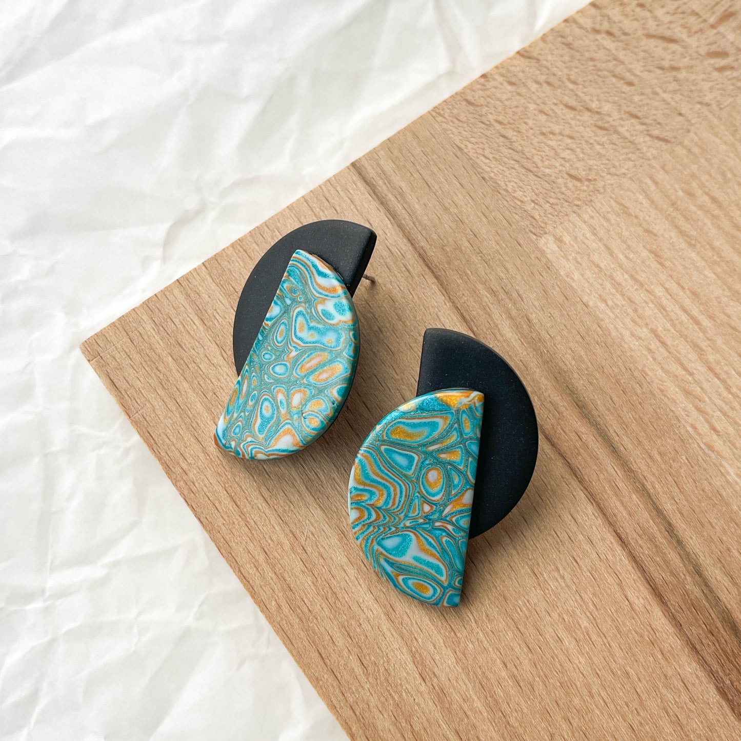 Duo Studs | mokume gane sparkle