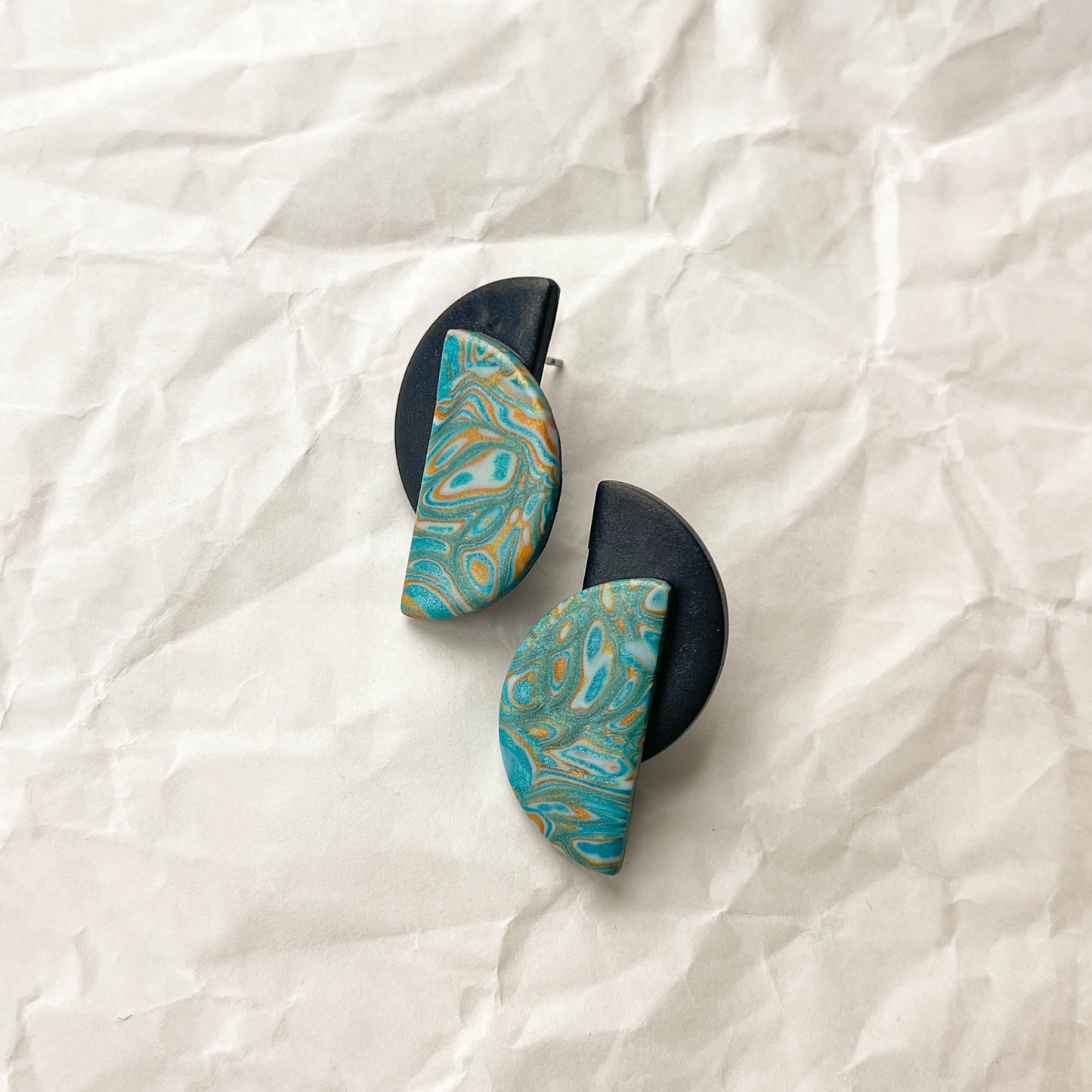 Duo Studs | mokume gane sparkle