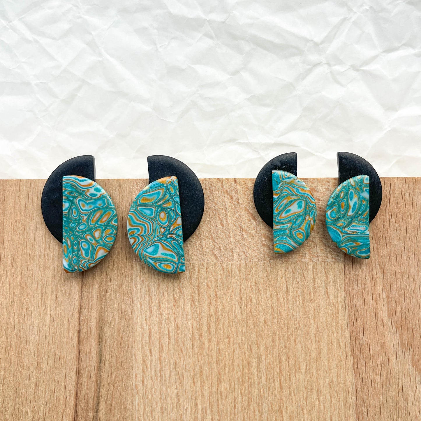 Duo Studs | mokume gane sparkle