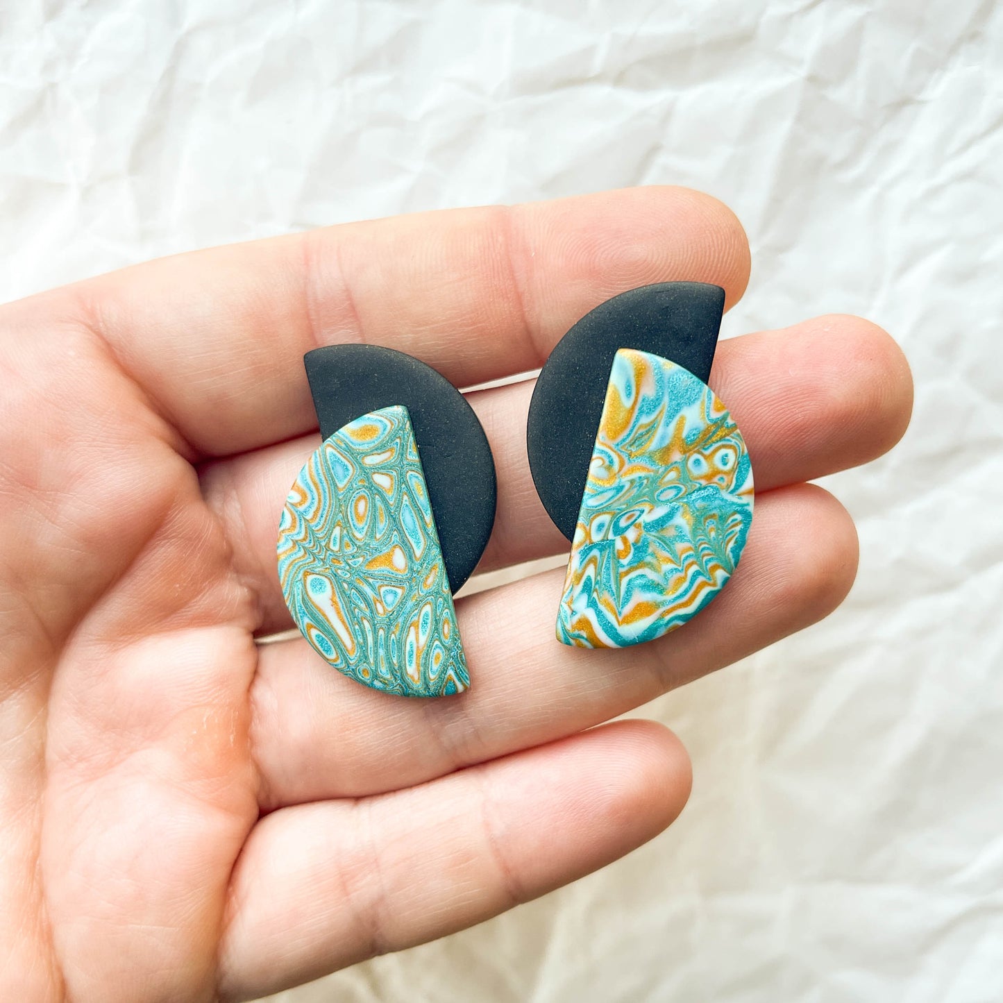 Duo Studs | mokume gane sparkle