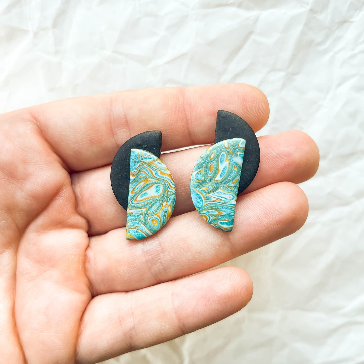 Duo Studs | mokume gane sparkle